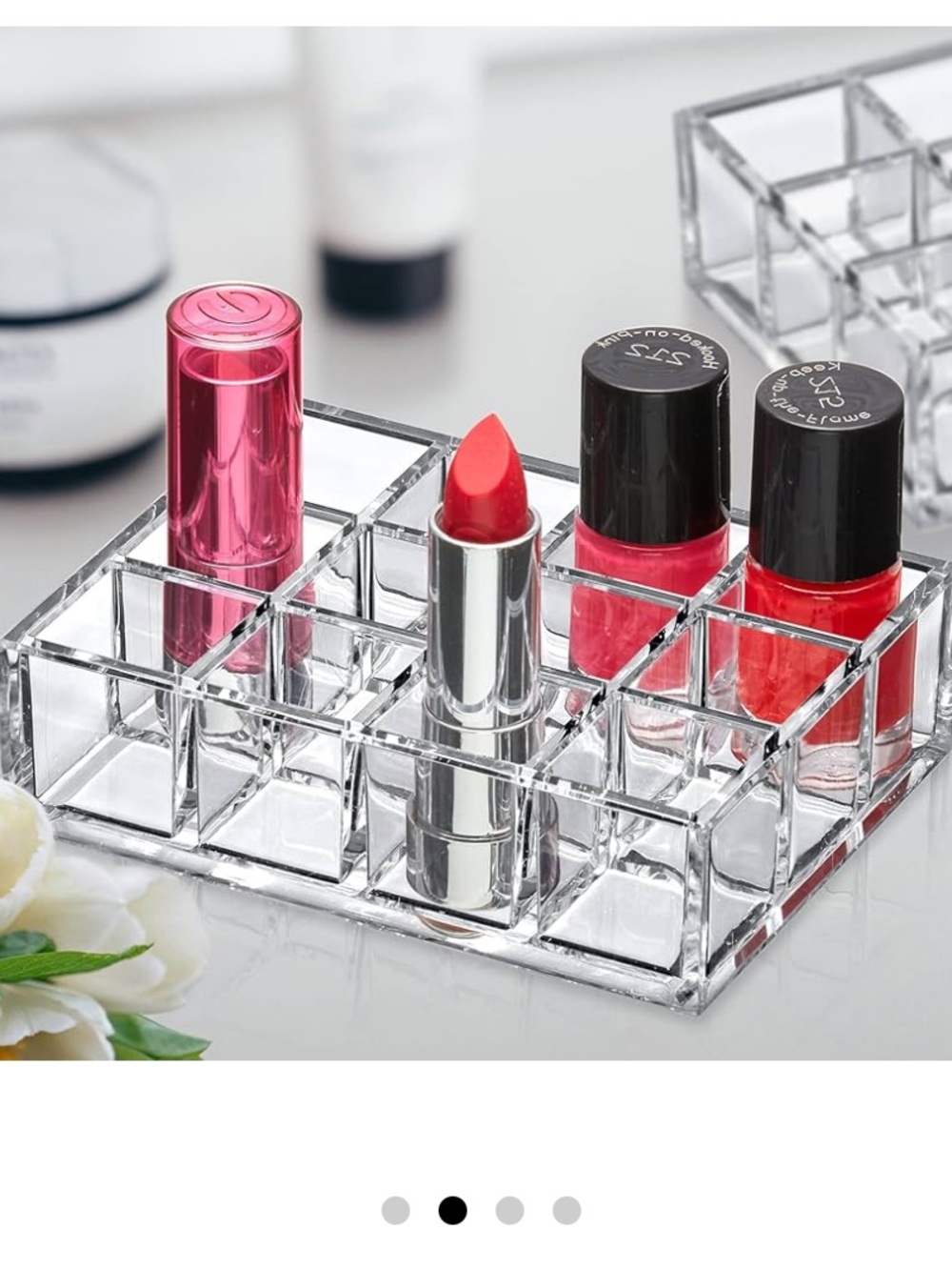 Clear Acrylic Makeup lipstick Organizer Tray - Transparent Cosmetic Storage